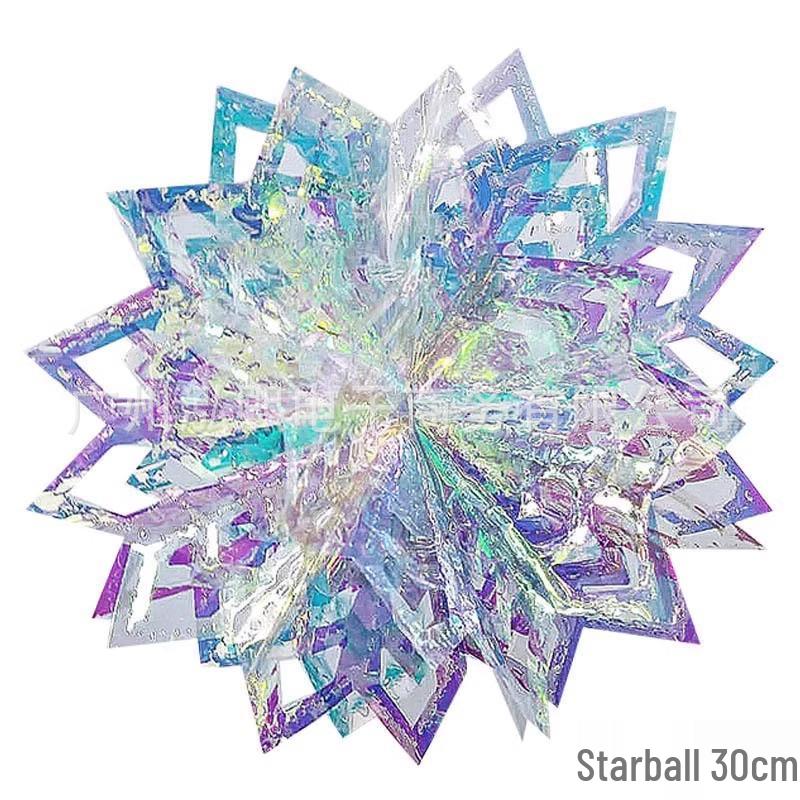 Seven-Color Gradient Flower Ball: Neon Film Snowflake Decoration for Parties & Events