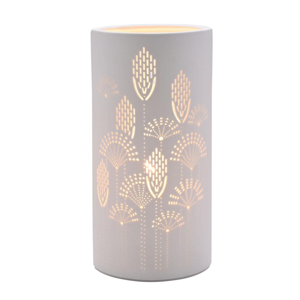 Hestia Hvit Keramisk Floral Bordlampe