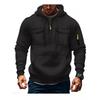 Mens Hooded Long Sleeve Pullover Sweatshirt With Multiple Pockets Zipper Front Casual Sporty Style