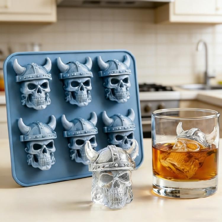Dishwasher Safe Skull Head Shape Silicone Tray for Ice Cubes and Chocolate Making Practical Kitchen Essential