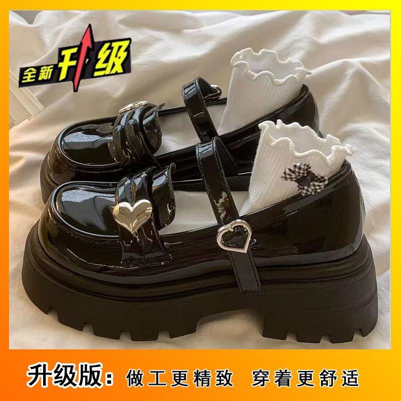 

2025 summer new Roman style thick heel black small leather shoes women s platform buckle casual retro loafers single shoes 35