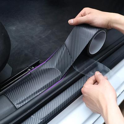 3D Carbon Fiber Car Sticker Car Threshold Protective Film Anti Scratch Waterproof Auto Door Sill Edge Protector Sticker