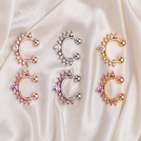 Fashion Women Rhinestone Inlaid Nose Ring Clip Hoop Piercing Body Jewelries
