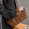 Retro pleated underarm bag women's new trendy portable bowling bag large capacity shoulder tote bag