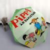 Pippi Langstrumpf Themen-ReiseregenSchirm - 8 Rippen, Automatisches Öffnen und Schließen, Tragbares FaltDesign, Kompakter und Stilvoller Schirm Geeignet