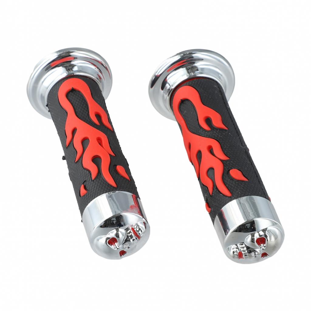 Coprimanopole per Manubrio Moto Design Teschio Fiamme Gomma Morbida Set 22mm
