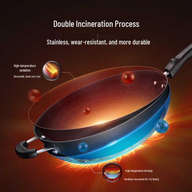 SUPOR 32cm Gusseisen-Wok mit stehendem Deckel