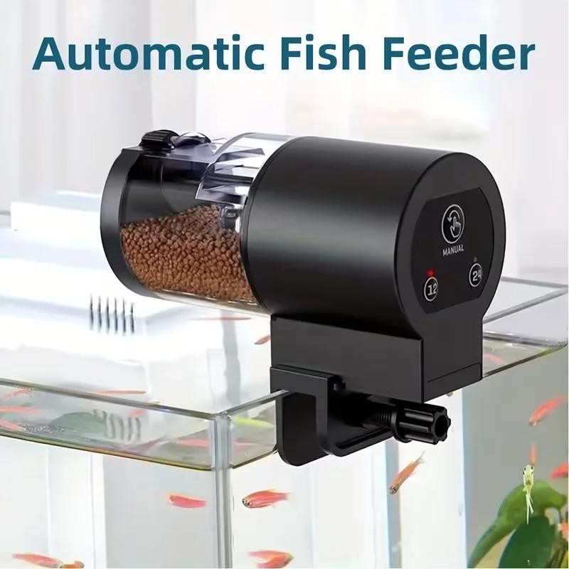 1Set Timed Feeding Device, No Battery, Equipped with A Stand, Automatic Feeding of Aquarium Fish Food, 12/24-hour Timed Feeding