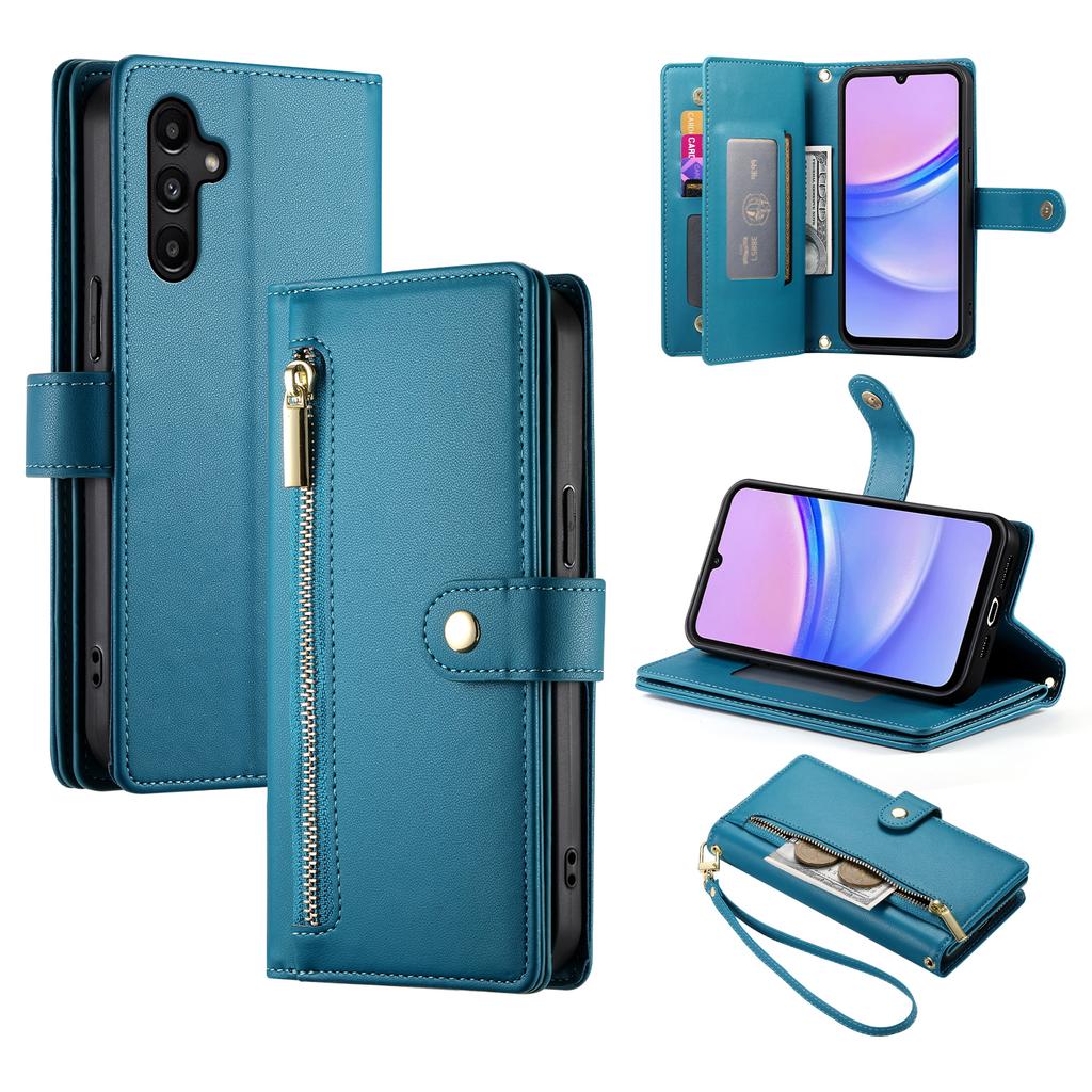 DF-011 For Samsung Galaxy A15 4G/5G Wallet Case Zipper Leather Phone Bag with Shoulder Strap