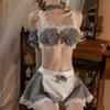 Japanese Maid Cosplay Costumes Lingerie Underwear Servant Classical Lace Plaid Outfit Sexy Bra and Mini Skirt Women