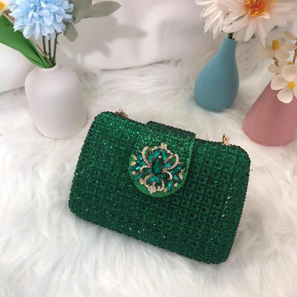 Square Rainbow Handset Diamond Clutch Bag