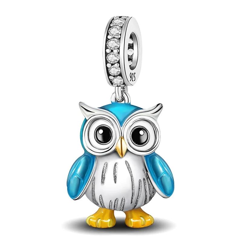 Kupfer Blau Eule Sonnenblume Vogel Stern Anhänger Perlen Passen Original Pan Armbänder Armreifen Feiner Schmuck Herstellung DIY Geschenk