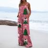 Women's Christmas Print Solid Wide Leg Strapless Tank Pocket Casual Onesie