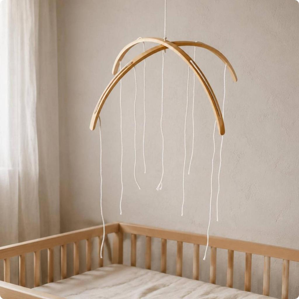 DIY Wooden Mobile Hoop Handmade Bamboo Crib Unfinished Nursery for Newborns, Infants