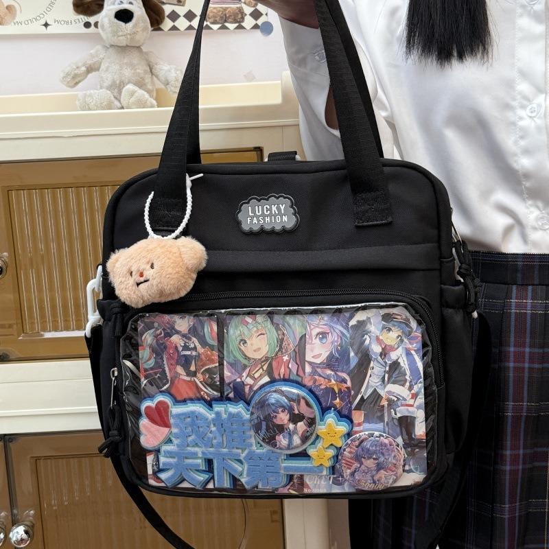 

Japanese-Style High-Fashion Shoulder Crossbody Bag Insta-Worthy College-Style Soft Girl Handbag Large Capacity Puffy Bag 31x32x10cm чёрный