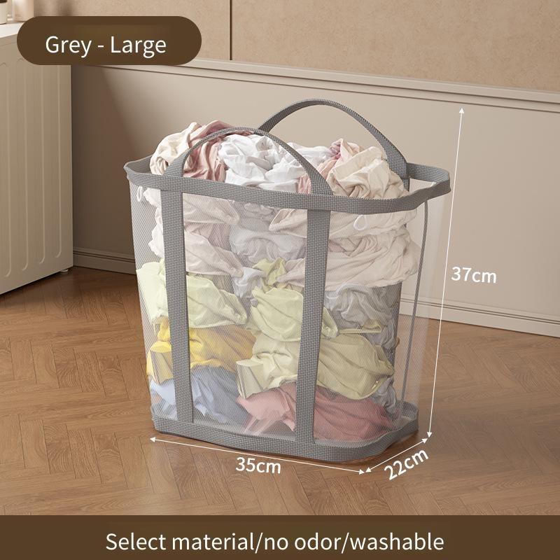 

35x22x37cm Laundry Basket Large Capacity Foldable Clothes Storage Basket Toy Bucket Wall Mounted Bathroom Shower Nylon Mesh 35x22x37cm серый