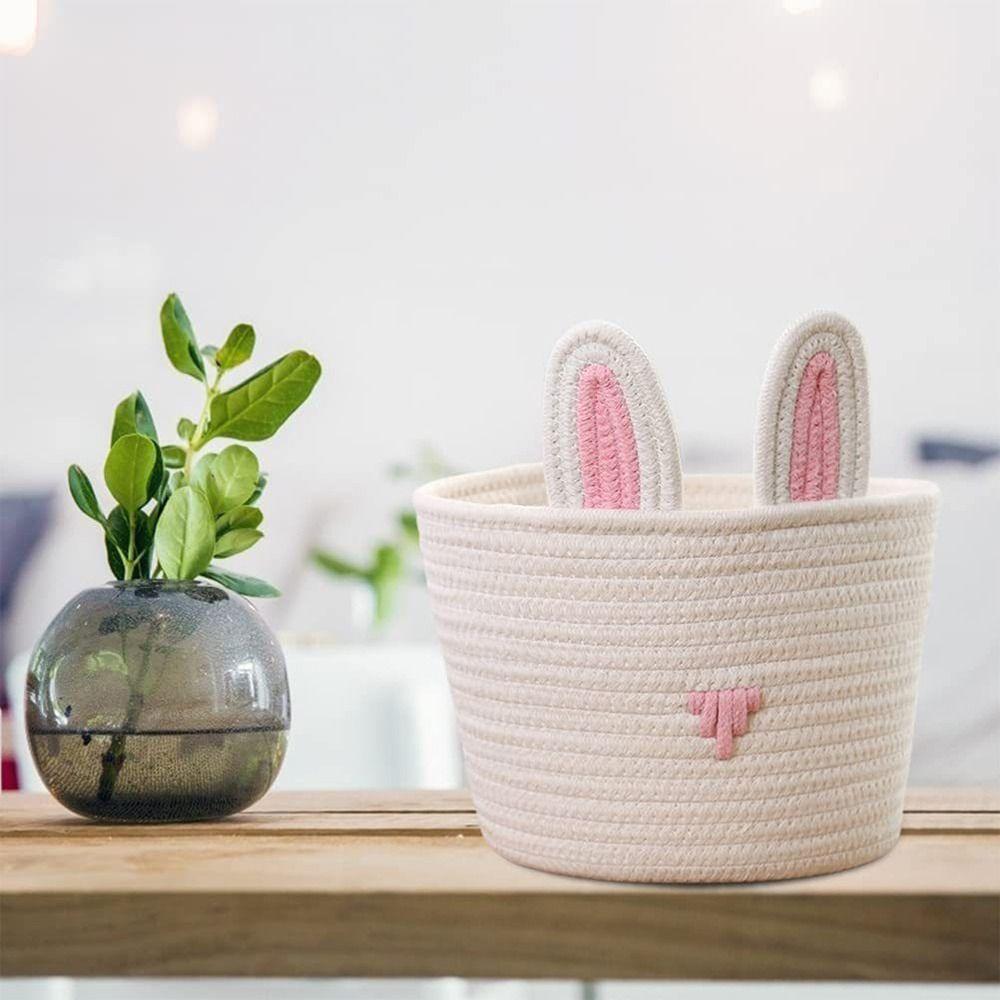 Woven Children Bunny Tote Basket Empty Living Room Organizer Easter Baskets for Kids