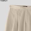 INCERUN Men Zip-up High Waist Casual Long Wide Legs Pants Trousers
