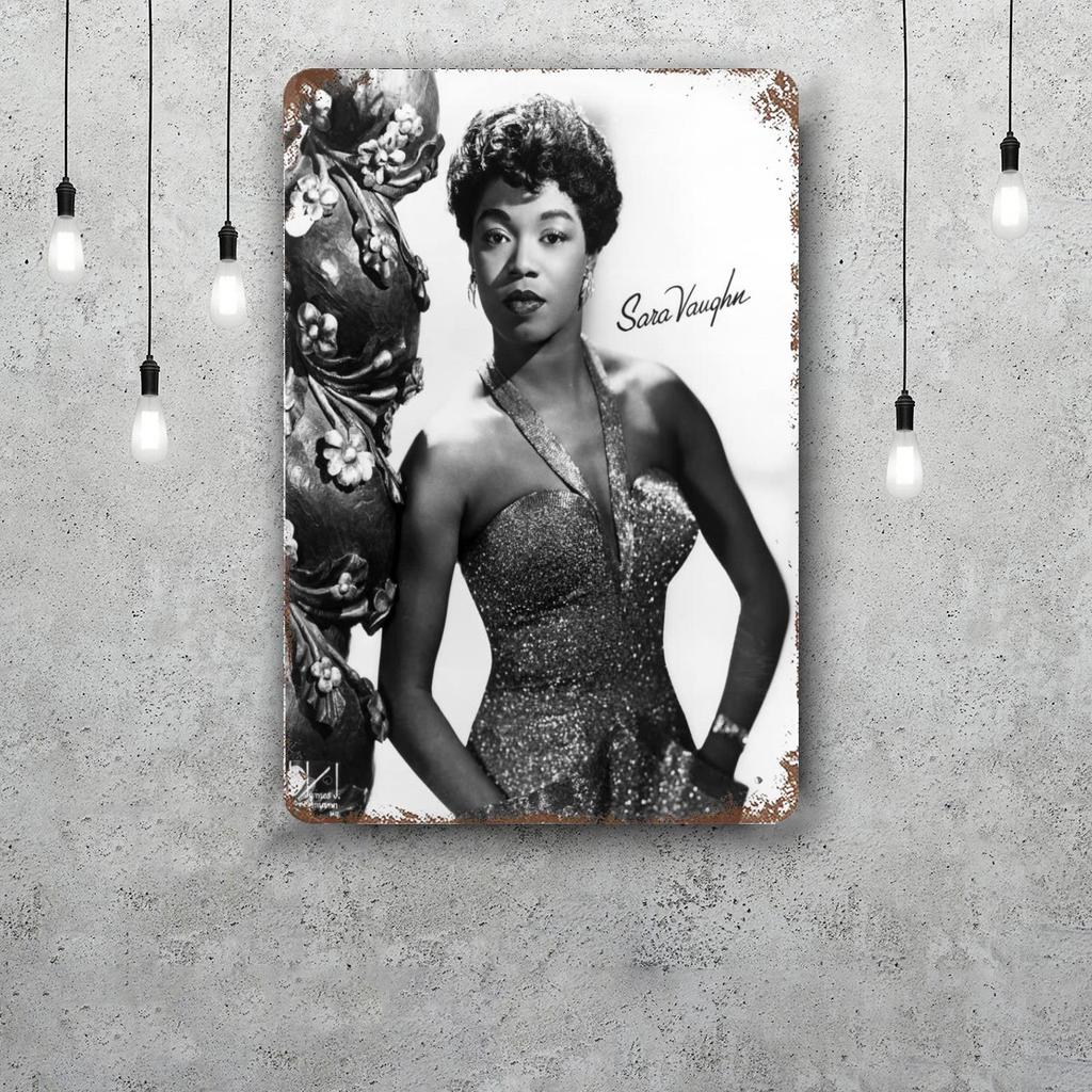 Mfoever Tin Sign Sarah Vaughan Retro Vintage Tin Sign Poster Decorative Plaque Metal Plate Wall Decor
