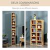 Set di 2 Scaffali a Colonna Armadietto per CD-DVD 6 + 6 Scomparti Dim. 21L x 19P x 88A cm Max. Capacità 160 CD Colore Faggio