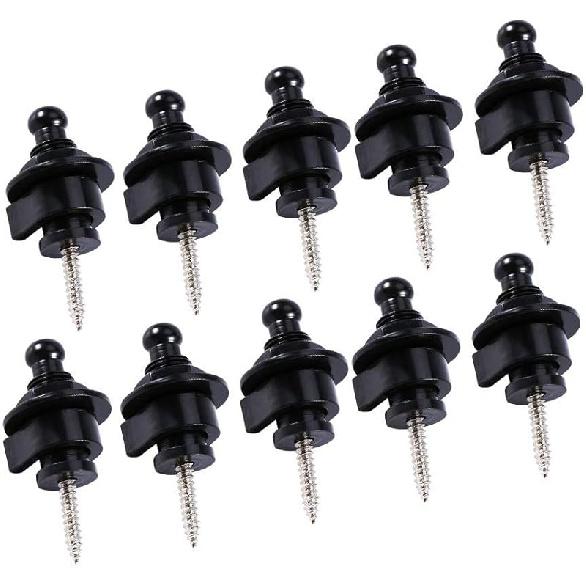 Tbest 10pcs/bag Metal Guitar Strap Locks and Buttons Quick Release Security Straplocks Antiskid Strap Retainer System for Acoustic Electric Guitar чёрный