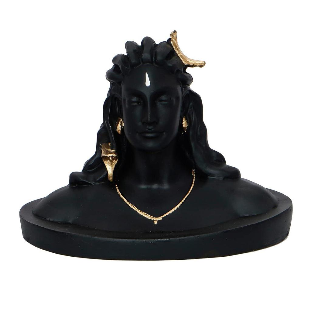 Black Resin Adiyogi Shiva Statue for Car Dashboard| Adiyogi Statue for Home Decor Pooja Room Office| Mahadev Murti Lord Shiva Idol