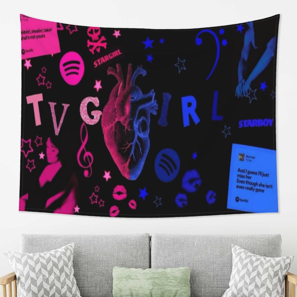 TV Girl Music Tapestry 2DSingle Print Vibrant Stylish Durable Decorative Wall Tapestry Home Bedroom Living Room Indie Vibe Decor