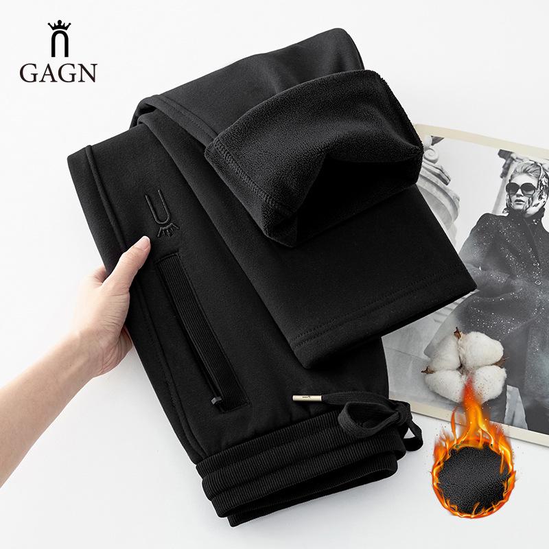 2025 Women's High-Waisted Fleece-Lined Sports Pants with Pockets and Zippers - Korean Style.