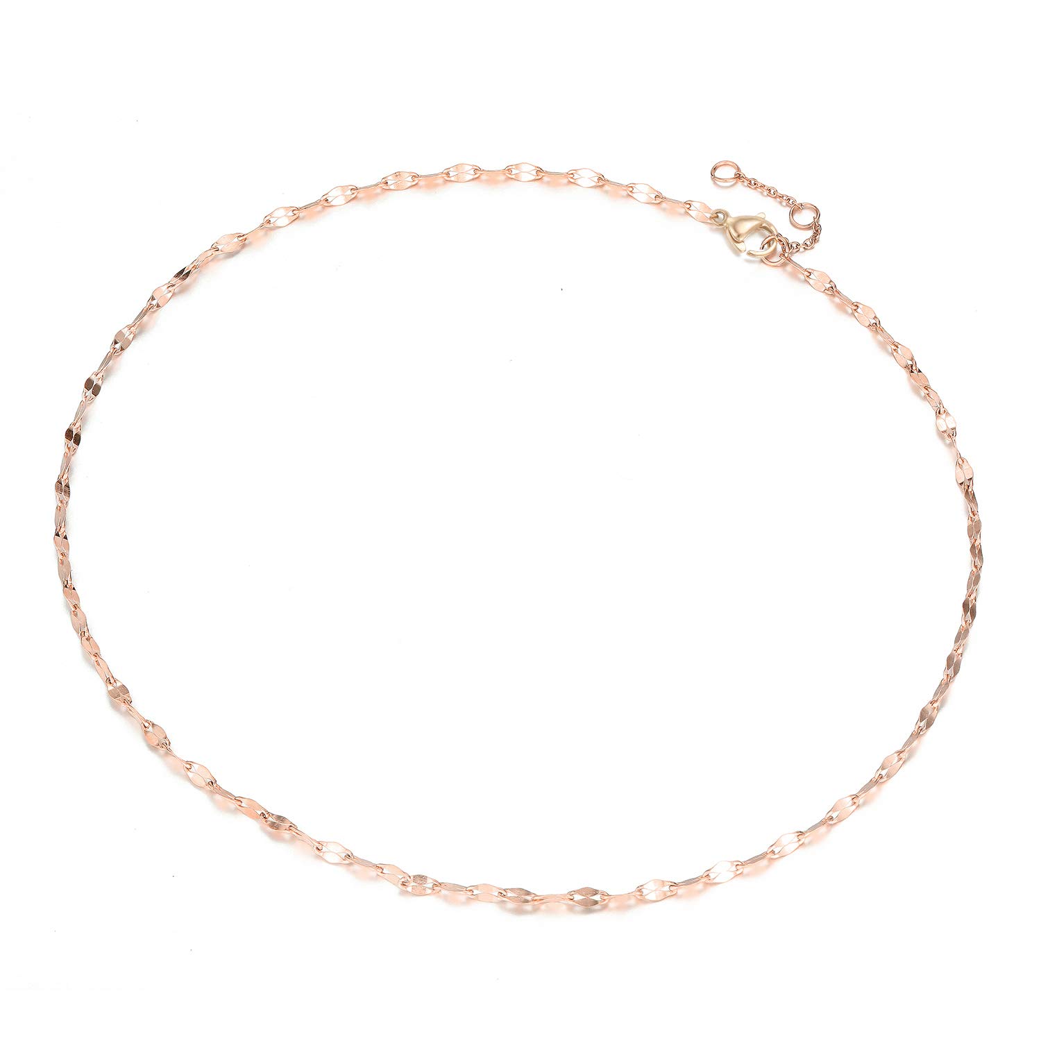 

Petal Choker Necklace 316L Surgical Stainless Steel Allergy Safe Medical Gold Simple Skin Friendly Gold [Pixy Jewelry] Women s (Pink 35+3cm) рожевий