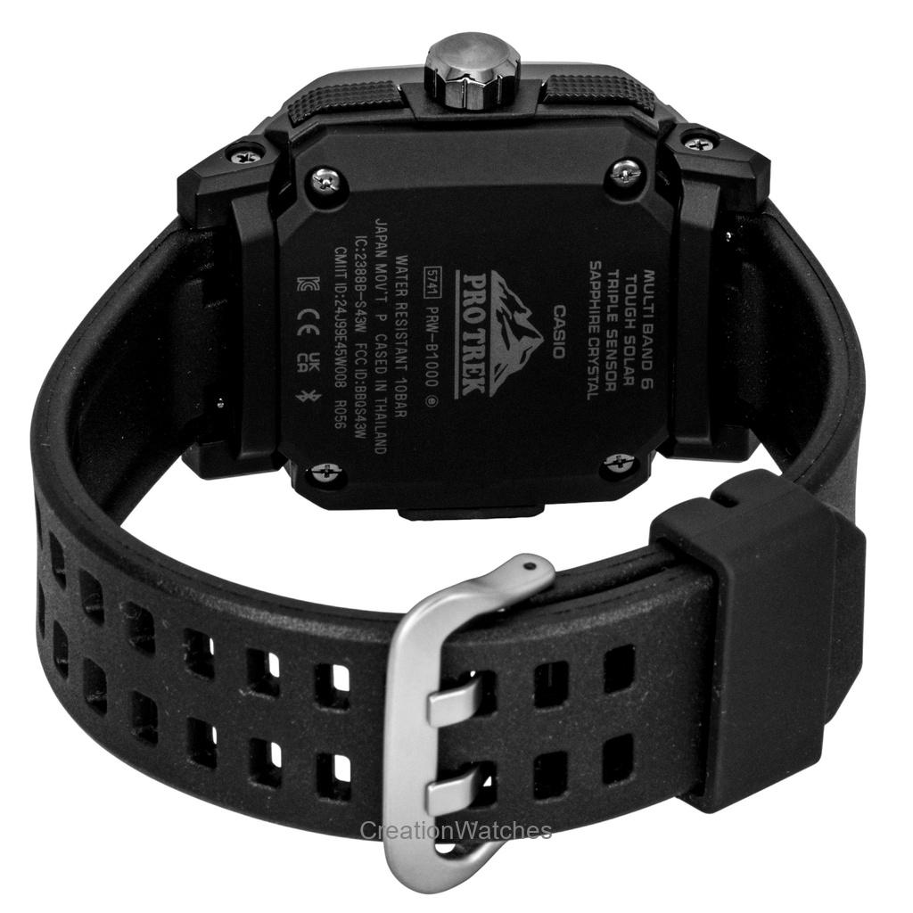 Casio Pro Trek Analog Digital Smartphone Link Black Rubber Strap Black Dial Solar PRW-B1000-1 100M Men's Watch