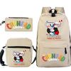Cartoon Teacup Head Cuphead Student School Bag Backpack Three-piece Set Children's Shoulder Bag Pencil Bag