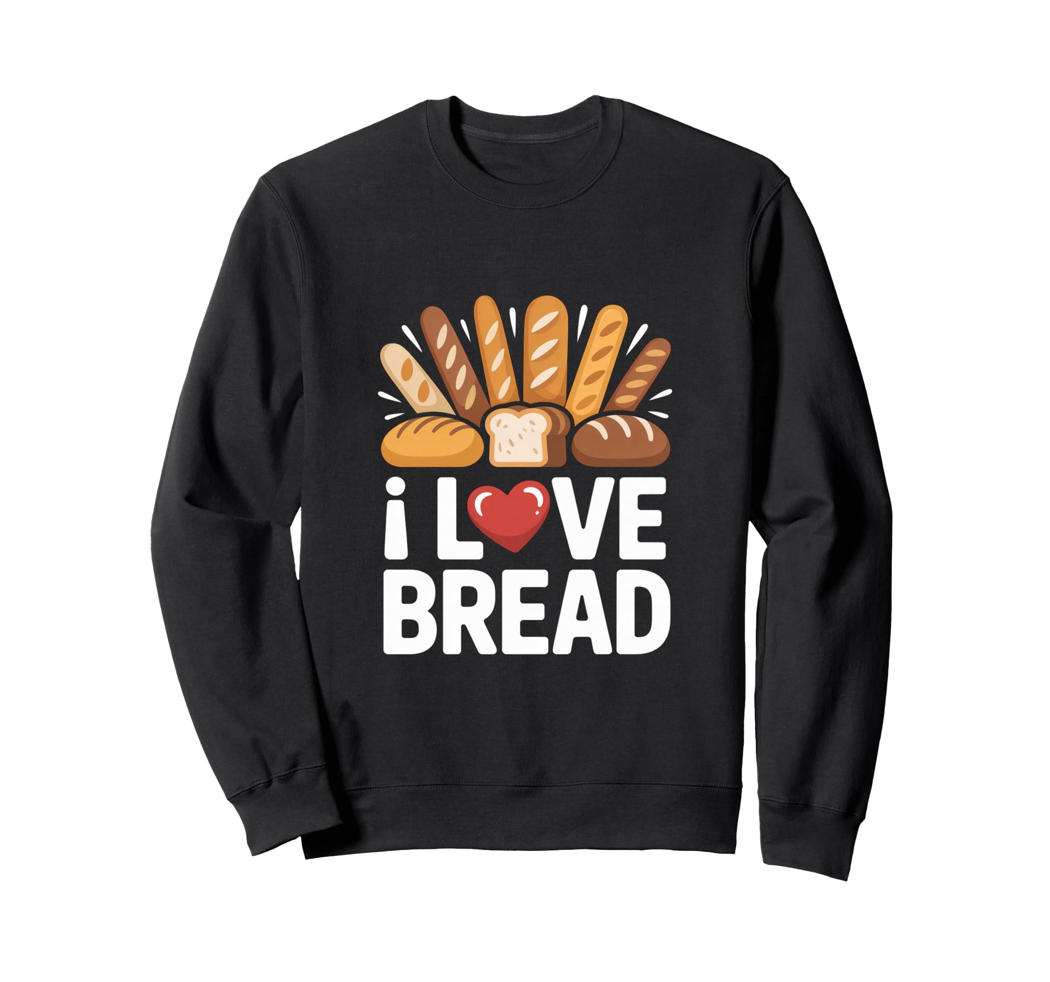 

I Love Bread Heart Baguette Fan Sweatshirt