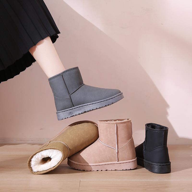 2025 winter thickened and velvet anti-water ingress leather surface versatile new versatile snow boots women 2025