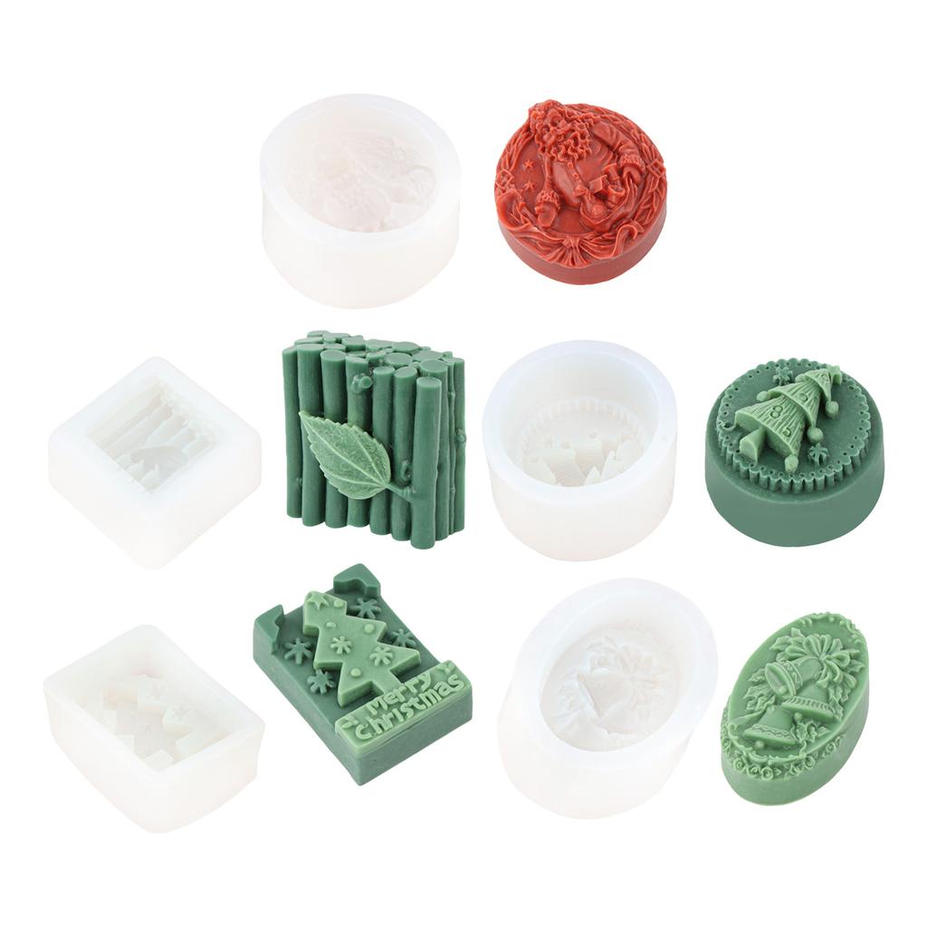 Christmas Embossed Silicone Mold Holiday Candle Silicone Mould For Epoxy Resin Handmade Craft Candle Soap Making Mould