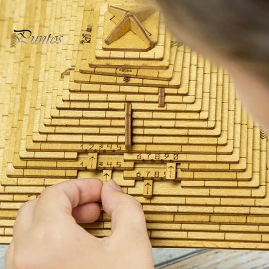 Decryption Puzzle Toy Wooden Pyramid Mystery 3D Gift Riddle Game Brain Teaser Educational for Adults Teens Christmas