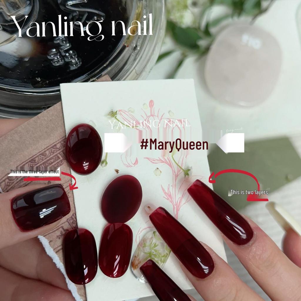 Yanling Red Series: Mary Queen Nail Art Gel - Blood, Wine, and Big Red Shades.