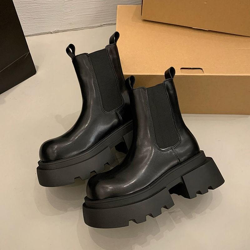 Women S Pu Ankle Boots Round Toe Chunky Heel Casual Martin Boots