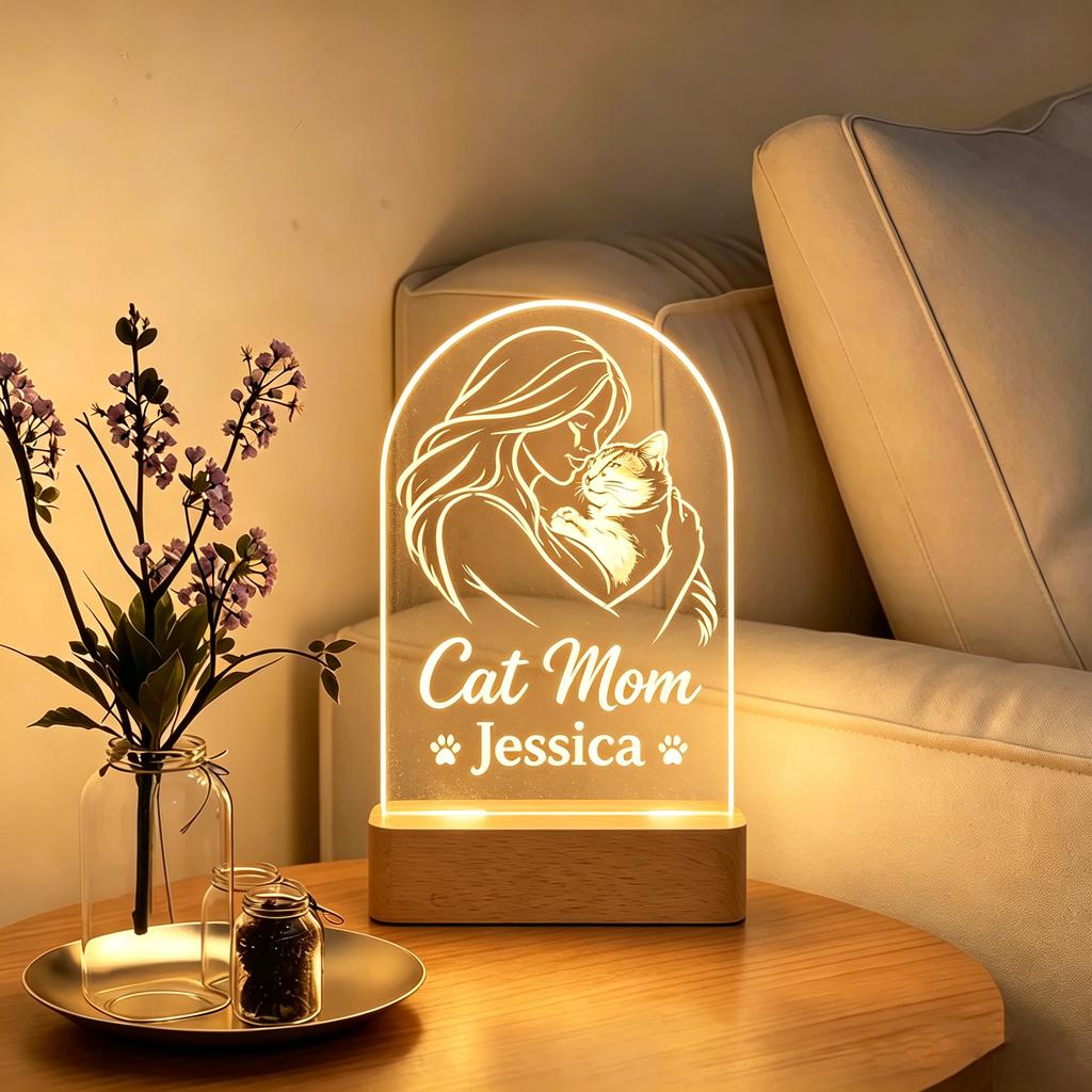 Personalized Acrylic Night Light Custom Favorite Image And Slogan Creative Living Room Gift Choice For All Pet Enthusiasts