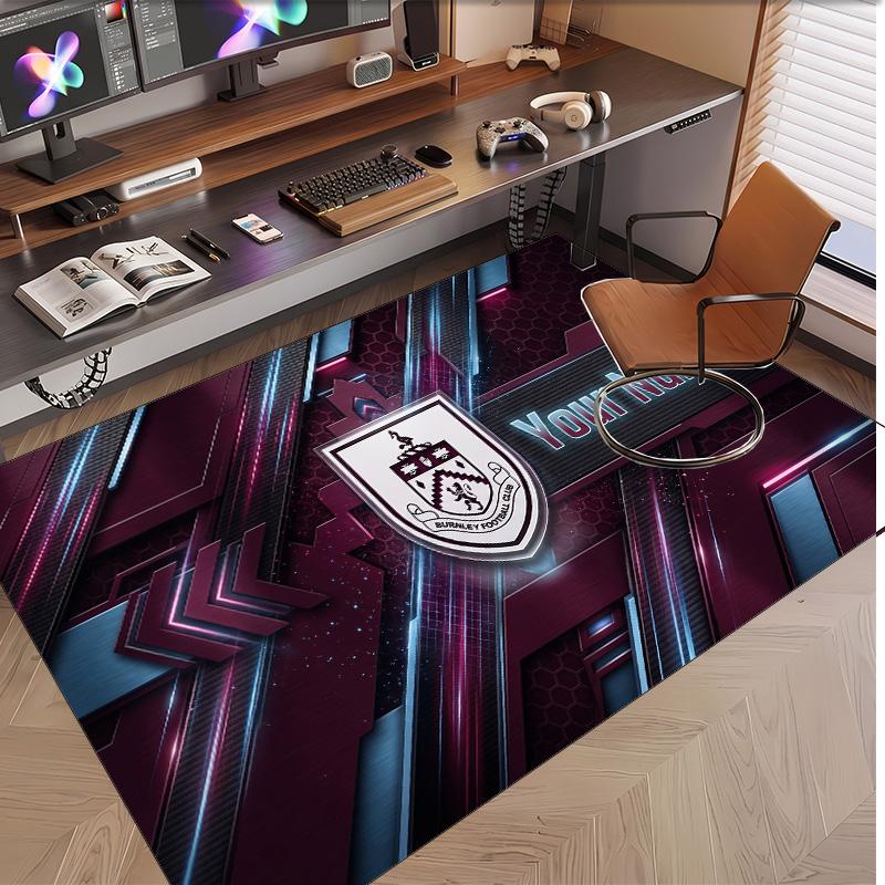 Personalized Crystal Velvet Carpet Burnley Football Pattern Non Slip Floor Rug