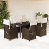 VidaXL 7-Piece Garden Dining Set with Cushions, Table and Chairs with Adjustable Backrest, Outdoor Patio Furniture 3212335