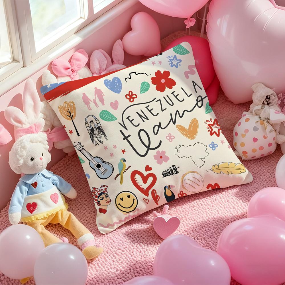 Venezuela Pride Print Pattern Cushion Cover Pattern Printed Pillowcase for Living Room Sofa Cushion Cover & Bedroom Decor