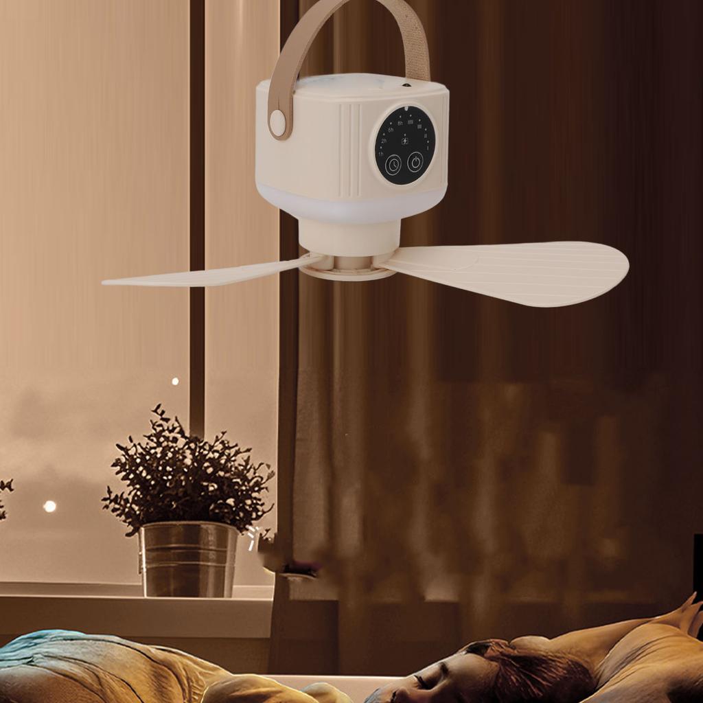 USB Powered Ceiling Fan with Light 4 Speed Timing Function 7200mAh Battery Remote Control Camping Ceiling Fan for Outdoor Tent