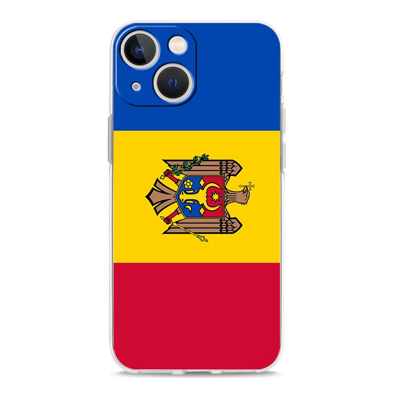 Capa de Celular Para iPhone 17 Air Cases iPhone 16 15 12 13 14 Pro Max SE 7 8 Plus iPhone11 Capa Macia Transparente Bandeira da Moldávia