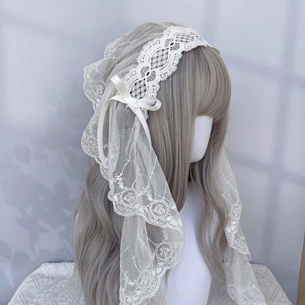 Schwarz / Weiß Spitze Schleife Haarband Gothic Stil Lolita Mädchen Stirnband Lolita Kopfschmuck Party