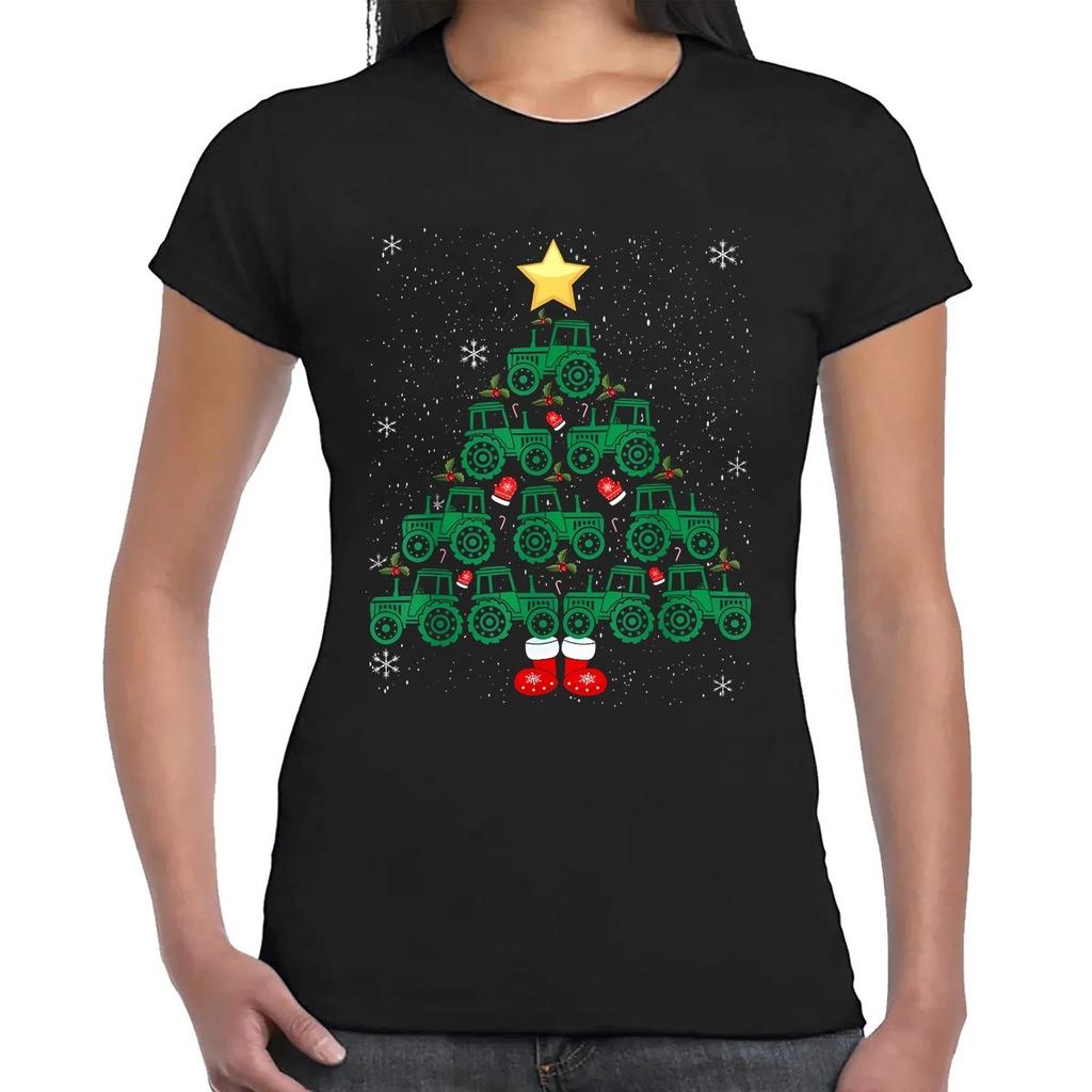 Traktor Weihnachtsbaum Traktor Liebhaber Geschenk Party Weihnachten Frauen T-Shirt Damen TeeWird in neuem Fenster oder Tab geöffnet