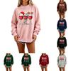 Women's Christmas Polka Dot Letter Print Pullover Sweatshirt Casual Color Block Top