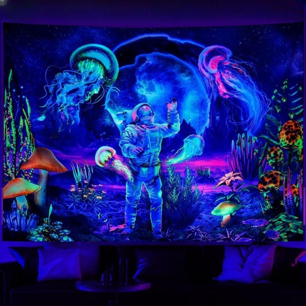 

Brushed Fabric Blacklight Astronaut Aesthetic Tapestry for Bedroom For Bedroom