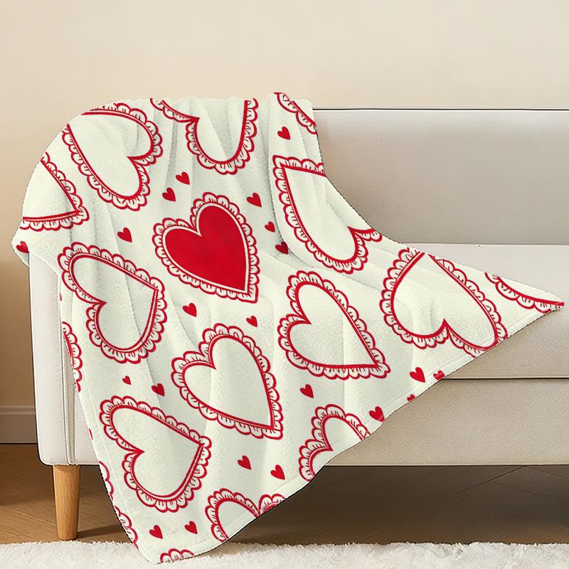 Heart Collection Flannel Throw Blanket Lightweight, Soft & Skin-Friendly Warm Blanket for Home, Couch, Window Sill, Ideal Valentine’s Day Gift.
