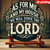 2D Flat Round Metal Wall Sign, As For Me And My House We Will Serve The Lord, Christian Religious Decor, Bible Verse Tin Sign, Farmhouse Rustic Plaque