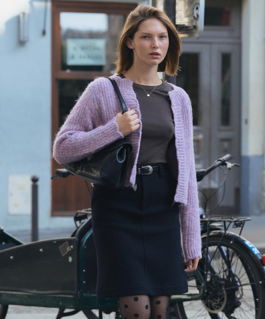 CITYBREEZE Wool Monoline Skirt_Navy